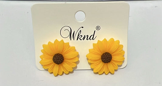 Playful Yellow Flower Earrings | Cute Floral Studs | Charm