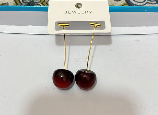 Cute Cherry Dangle Earrings | Fun Red Jewellery | Charm